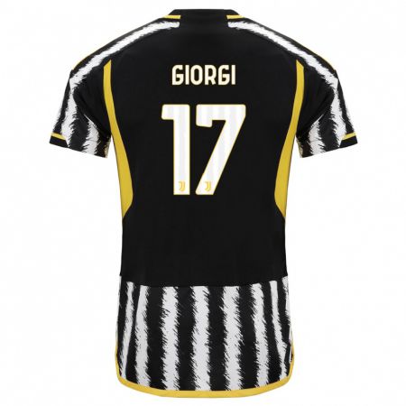 Kandiny Niño Camiseta Lorenzo Giorgi #17 Blanco Negro 1ª Equipación 2023/24 La Camisa