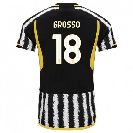 Kandiny Kinderen Filippo Grosso #18 Zwart Wit Thuisshirt Thuistenue 2023/24 T-Shirt België