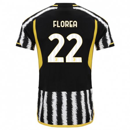 Kandiny Niño Camiseta Andrei Florea #22 Blanco Negro 1ª Equipación 2023/24 La Camisa