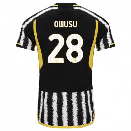 Kandiny Niño Camiseta Augusto Owusu #28 Blanco Negro 1ª Equipación 2023/24 La Camisa