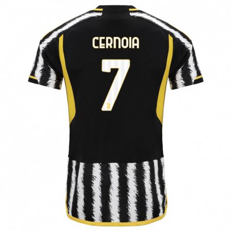 Kandiny Niño Camiseta Valentina Cernoia #7 Blanco Negro 1ª Equipación 2023/24 La Camisa