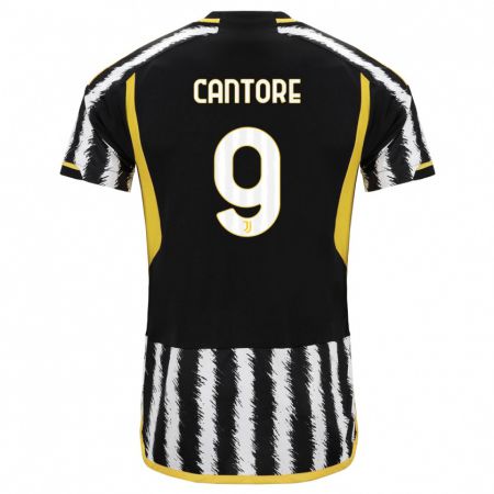 Kandiny Niño Camiseta Sofia Cantore #9 Blanco Negro 1ª Equipación 2023/24 La Camisa