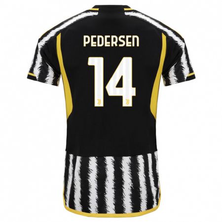 Kandiny Bambino Maglia Sofie Junge Pedersen #14 Nero Bianco Kit Gara Home 2023/24 Maglietta