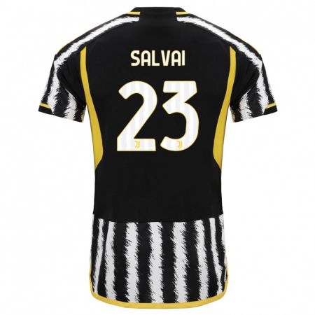 Kandiny Niño Camiseta Cecilia Salvai #23 Blanco Negro 1ª Equipación 2023/24 La Camisa