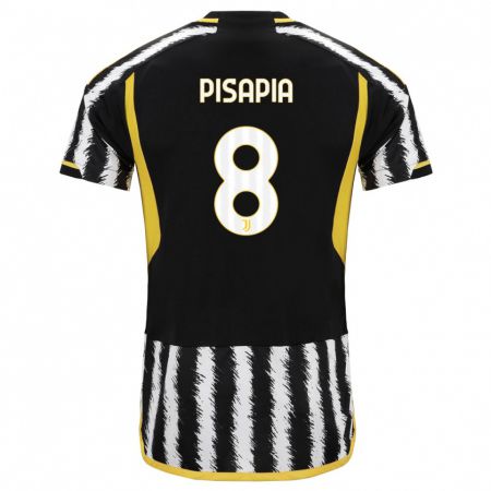 Kandiny Niño Camiseta Luciano Pisapia #8 Blanco Negro 1ª Equipación 2023/24 La Camisa