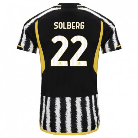 Kandiny Bambino Maglia Elias Solberg #22 Nero Bianco Kit Gara Home 2023/24 Maglietta