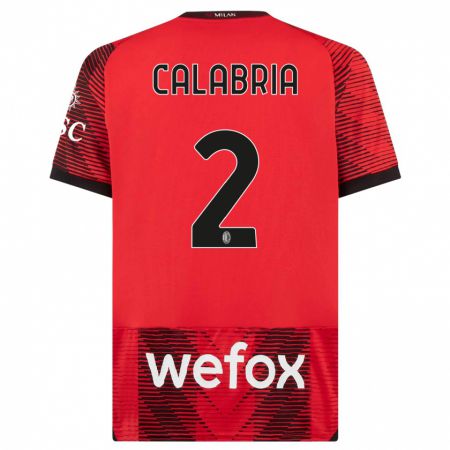 Kandiny Niño Camiseta Davide Calabria #2 Negro Rojo 1ª Equipación 2023/24 La Camisa