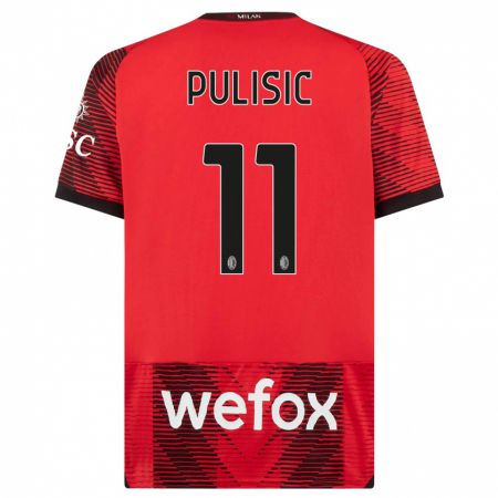 Kandiny Niño Camiseta Christian Pulisic #11 Negro Rojo 1ª Equipación 2023/24 La Camisa