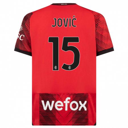 Kandiny Bambino Maglia Luka Jovic #15 Rosso Nero Kit Gara Home 2023/24 Maglietta