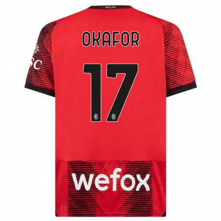 Kandiny Kinderen Noah Okafor #17 Rood Zwart Thuisshirt Thuistenue 2023/24 T-Shirt België