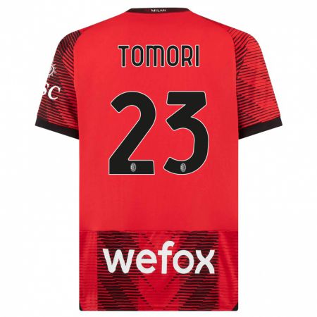 Kandiny Niño Camiseta Fikayo Tomori #23 Negro Rojo 1ª Equipación 2023/24 La Camisa