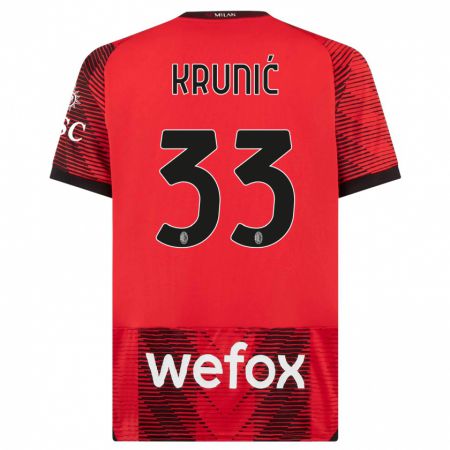 Kandiny Niño Camiseta Rade Krunic #33 Negro Rojo 1ª Equipación 2023/24 La Camisa