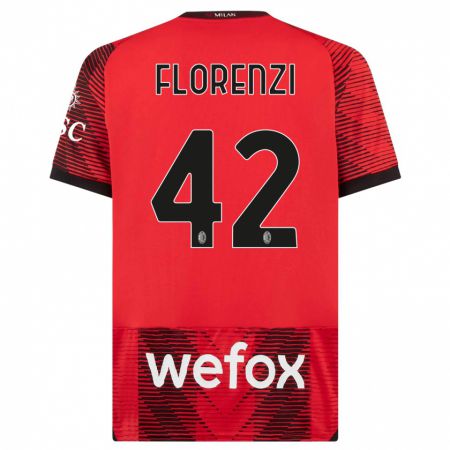 Kandiny Kinderen Alessandro Florenzi #42 Rood Zwart Thuisshirt Thuistenue 2023/24 T-Shirt België