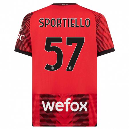 Kandiny Bambino Maglia Marco Sportiello #57 Rosso Nero Kit Gara Home 2023/24 Maglietta