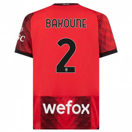 Kandiny Bambino Maglia Adam Bakoune #2 Rosso Nero Kit Gara Home 2023/24 Maglietta