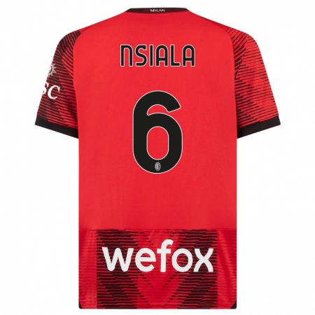 Kandiny Bambino Maglia Clinton Nsiala #6 Rosso Nero Kit Gara Home 2023/24 Maglietta