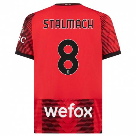 Kandiny Bambino Maglia Dariusz Stalmach #8 Rosso Nero Kit Gara Home 2023/24 Maglietta