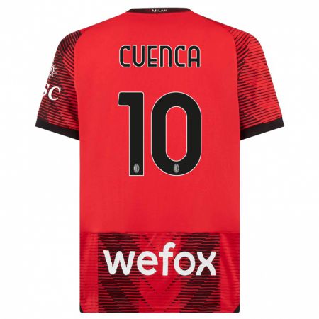 Kandiny Bambino Maglia Hugo Cuenca #10 Rosso Nero Kit Gara Home 2023/24 Maglietta