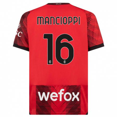 Kandiny Niño Camiseta Tommaso Mancioppi #16 Negro Rojo 1ª Equipación 2023/24 La Camisa