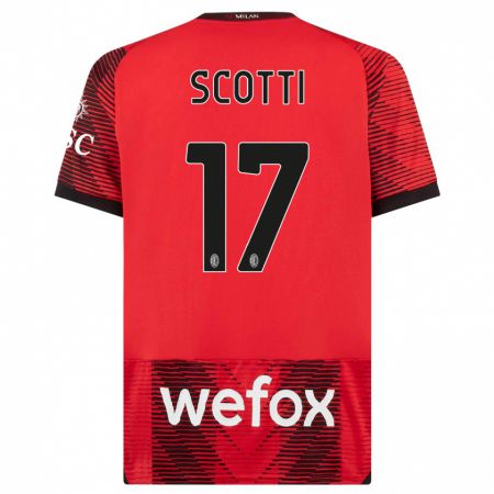 Kandiny Kinderen Filippo Scotti #17 Rood Zwart Thuisshirt Thuistenue 2023/24 T-Shirt België