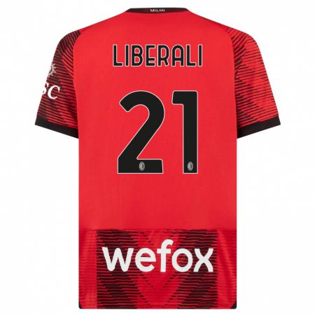 Kandiny Niño Camiseta Mattia Liberali #21 Negro Rojo 1ª Equipación 2023/24 La Camisa