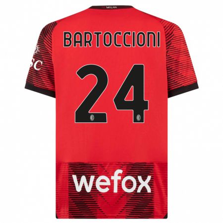 Kandiny Bambino Maglia Andrea Bartoccioni #24 Rosso Nero Kit Gara Home 2023/24 Maglietta