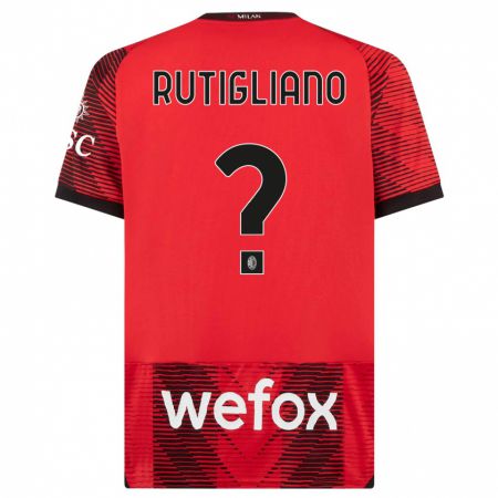 Kandiny Niño Camiseta Samuele Rutigliano #0 Negro Rojo 1ª Equipación 2023/24 La Camisa