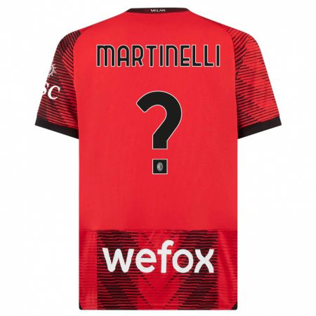 Kandiny Niño Camiseta Riccardo Martinelli #0 Negro Rojo 1ª Equipación 2023/24 La Camisa