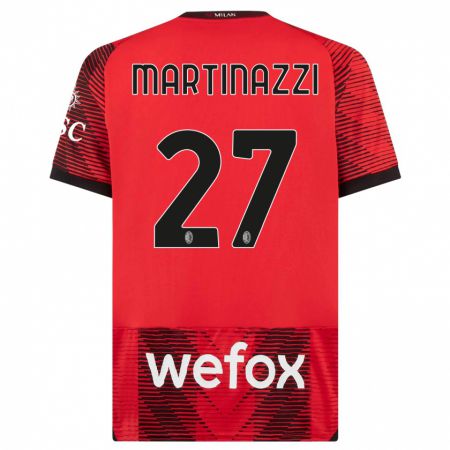 Kandiny Niño Camiseta Luca Martinazzi #27 Negro Rojo 1ª Equipación 2023/24 La Camisa