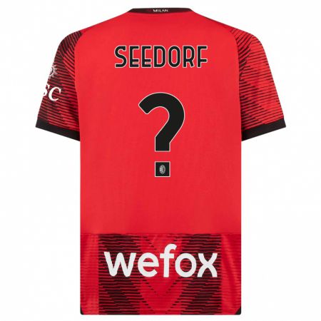 Kandiny Bambino Maglia Denzel Seedorf #0 Rosso Nero Kit Gara Home 2023/24 Maglietta