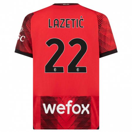 Kandiny Bambino Maglia Marko Lazetic #22 Rosso Nero Kit Gara Home 2023/24 Maglietta