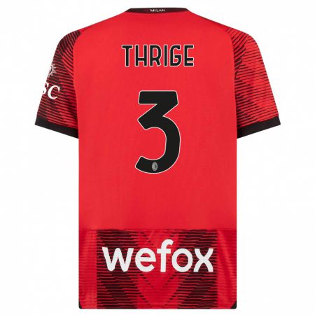 Kandiny Bambino Maglia Sara Thrige #3 Rosso Nero Kit Gara Home 2023/24 Maglietta