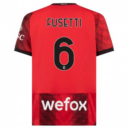 Kandiny Bambino Maglia Laura Fusetti #6 Rosso Nero Kit Gara Home 2023/24 Maglietta