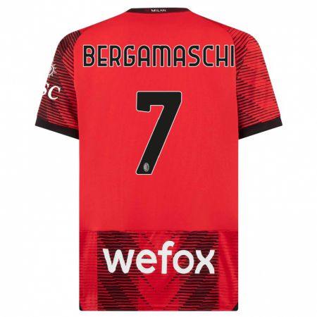 Kandiny Bambino Maglia Valentina Bergamaschi #7 Rosso Nero Kit Gara Home 2023/24 Maglietta