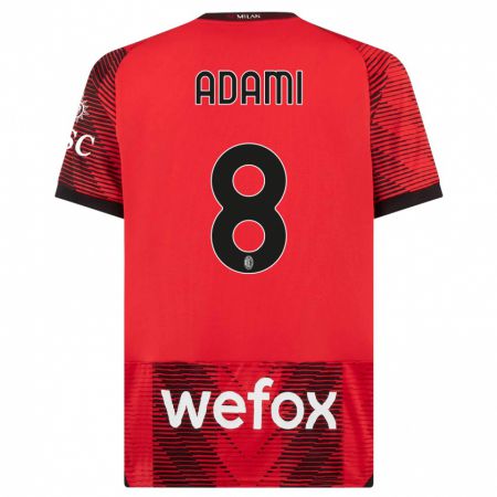 Kandiny Bambino Maglia Greta Adami #8 Rosso Nero Kit Gara Home 2023/24 Maglietta