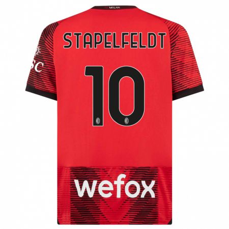 Kandiny Bambino Maglia Nina Stapelfeldt #10 Rosso Nero Kit Gara Home 2023/24 Maglietta