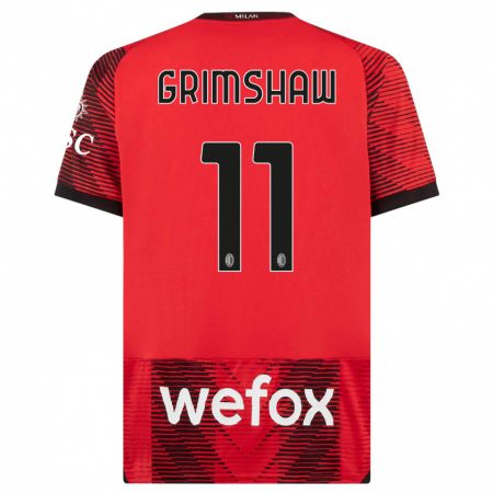 Kandiny Bambino Maglia Christy Grimshaw #11 Rosso Nero Kit Gara Home 2023/24 Maglietta