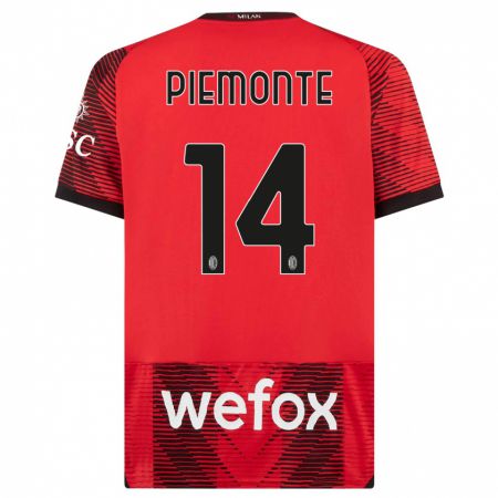 Kandiny Bambino Maglia Martina Piemonte #14 Rosso Nero Kit Gara Home 2023/24 Maglietta