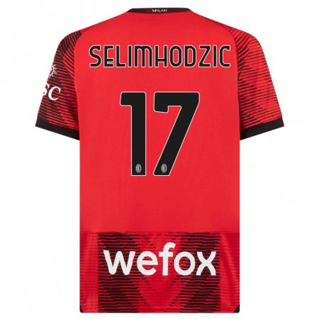 Kandiny Kinderen Noa Selimhodzic #17 Rood Zwart Thuisshirt Thuistenue 2023/24 T-Shirt België