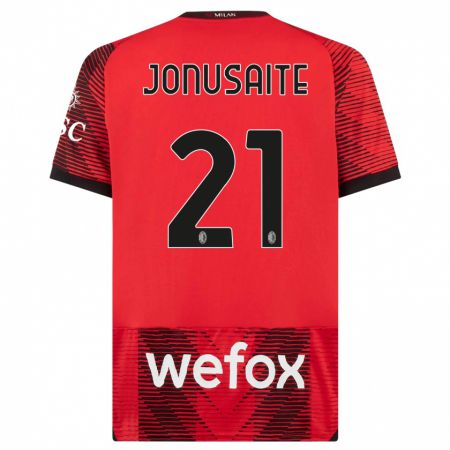 Kandiny Bambino Maglia Rimante Jonusaite #21 Rosso Nero Kit Gara Home 2023/24 Maglietta