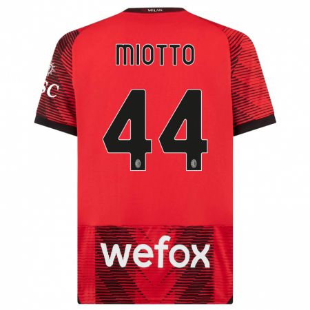 Kandiny Bambino Maglia Giorgia Miotto #44 Rosso Nero Kit Gara Home 2023/24 Maglietta