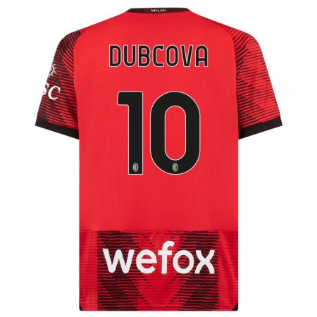 Kandiny Bambino Maglia Kamila Dubcova #10 Rosso Nero Kit Gara Home 2023/24 Maglietta