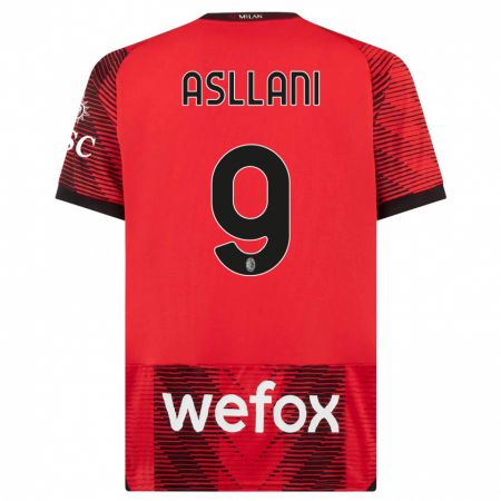 Kandiny Kinder Kosovare Asllani #9 Rot Schwarz Heimtrikot Trikot 2023/24 T-Shirt Österreich