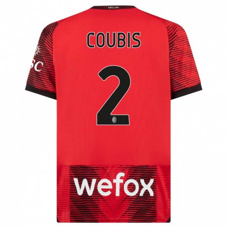 Kandiny Bambino Maglia Andrei Coubis #2 Rosso Nero Kit Gara Home 2023/24 Maglietta