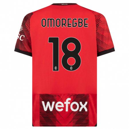 Kandiny Niño Camiseta Bob Murphy Omoregbe #18 Negro Rojo 1ª Equipación 2023/24 La Camisa