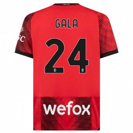 Kandiny Bambino Maglia Antonio Gala #24 Rosso Nero Kit Gara Home 2023/24 Maglietta