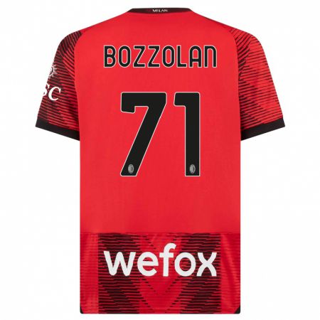 Kandiny Niño Camiseta Andrea Bozzolan #71 Negro Rojo 1ª Equipación 2023/24 La Camisa