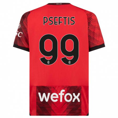 Kandiny Bambino Maglia Fotios Pseftis #99 Rosso Nero Kit Gara Home 2023/24 Maglietta