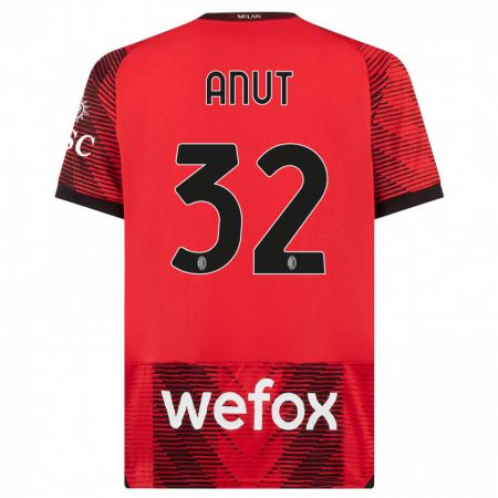 Kandiny Bambino Maglia Niccolo Anut #32 Rosso Nero Kit Gara Home 2023/24 Maglietta