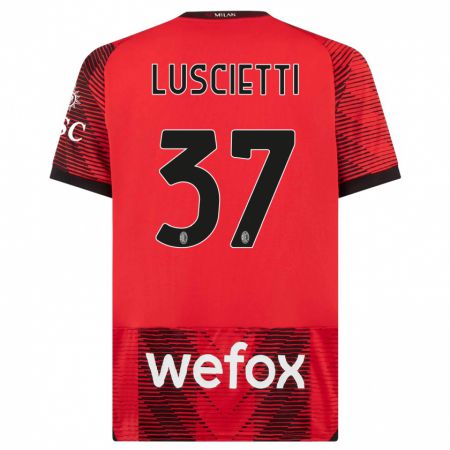 Kandiny Bambino Maglia Abebe Luscietti #37 Rosso Nero Kit Gara Home 2023/24 Maglietta